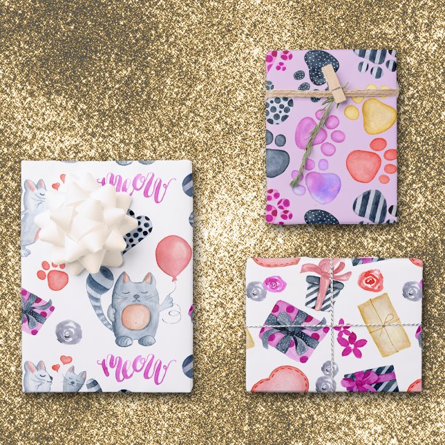 Feuille De Papier Cadeau Amoureux de les chats Motif Anniversaire (Créateur téléchargé)