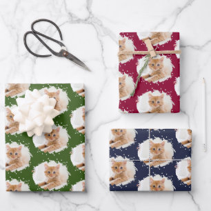 Feuille De Papier Cadeau Amoureux des chats mignons motif photo personnalis