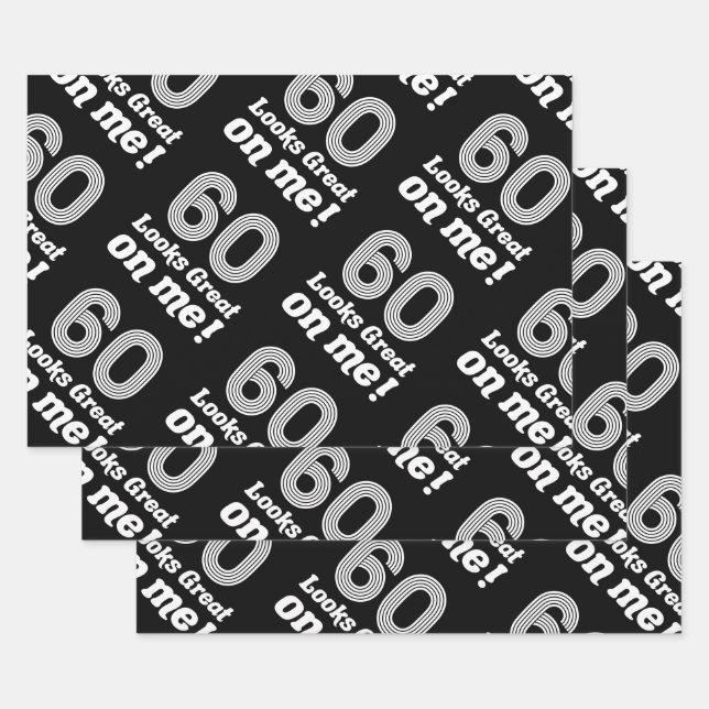 Feuille De Papier Cadeau Amusant 60e anniversaire pour elle (Lot)