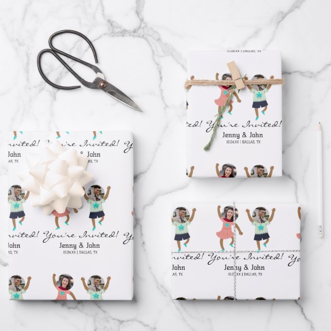 Feuille De Papier Cadeau Amusant Ajouter photo Customisée mariée et Mariage (Recto)