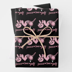Feuille De Papier Cadeau Amusant Paix Amour Joueur de Golf Amateurs de Spor