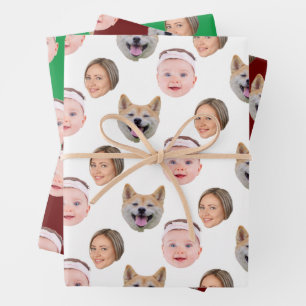 Feuille De Papier Cadeau Amusant Personnalisé Photo Famille 3 Photos