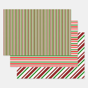 Feuille De Papier Cadeau Amusant Vert, Blanc, Rouge Style de Noël Motifs