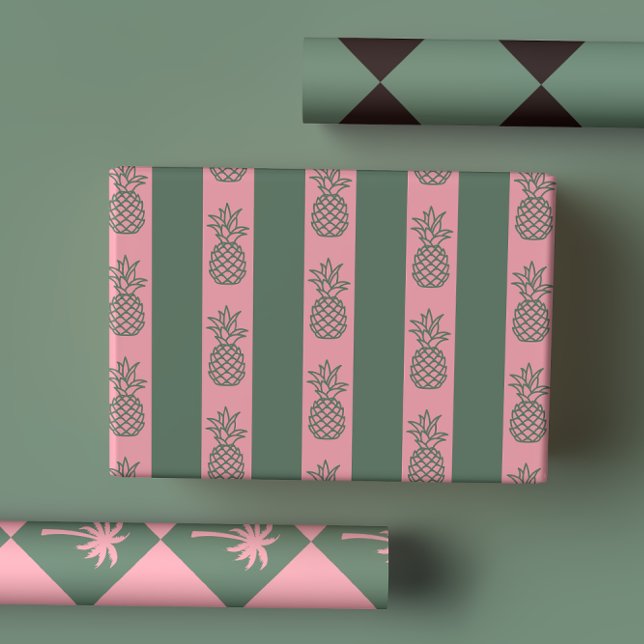 Feuille De Papier Cadeau Amusants Moderne Preppy Tropical Rose & Green Palm (Créateur téléchargé)