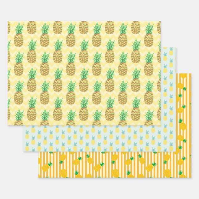 Feuille De Papier Cadeau Ananas (Lot)