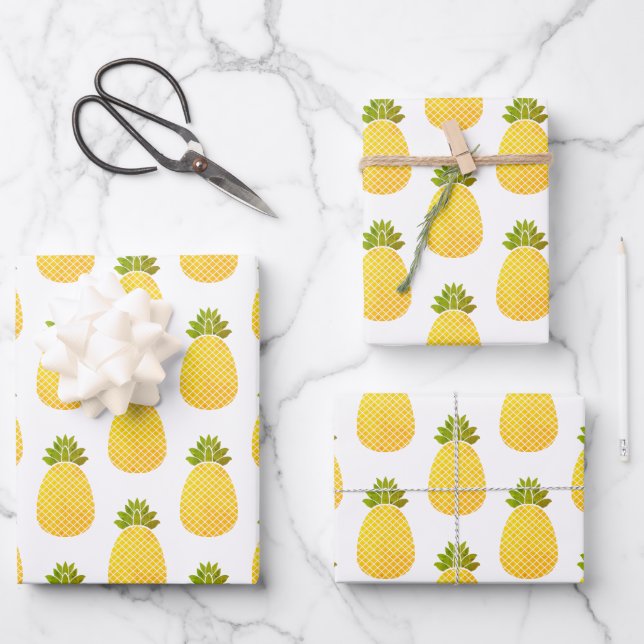 Feuille De Papier Cadeau Ananas (Recto)