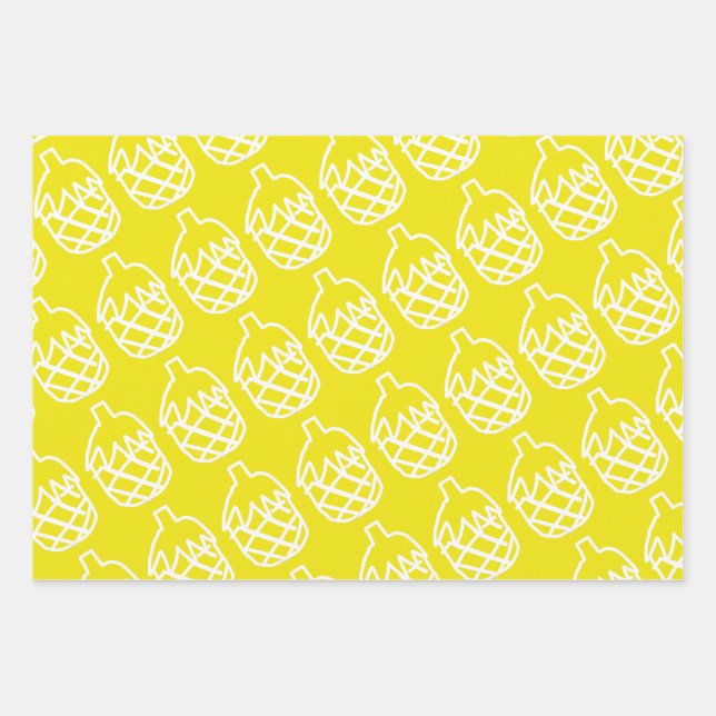 Feuille De Papier Cadeau Ananas jaune mignon design (Devant)