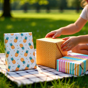 Feuille De Papier Cadeau Ananas pastel orange multicolores ensemble de 3