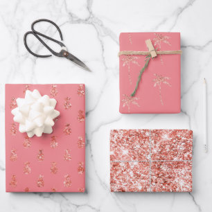 Feuille De Papier Cadeau Ananas rose Gold Tropical Parties scintillant