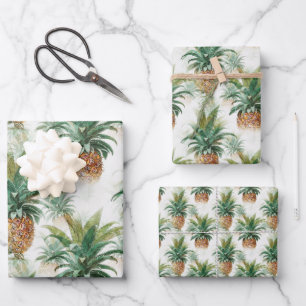Feuille De Papier Cadeau Ananas Tropical