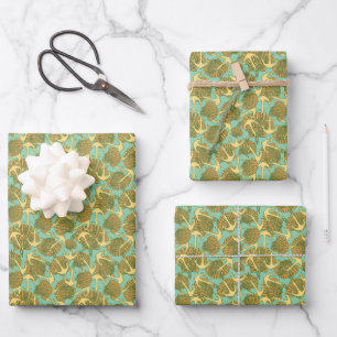 Feuille De Papier Cadeau Ancre Et Coques En Motif De Style Vintage