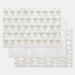 Feuille De Papier Cadeau Angel de la Joy Elegant Or perles blanches et dent