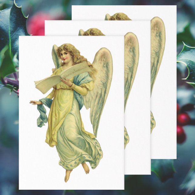 Feuille De Papier Cadeau Angel de Noël victorien, Gloria in Excelsis Deo (Créateur téléchargé)