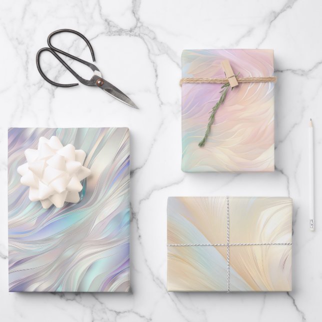 Feuille De Papier Cadeau Angel Wings Aqua bleu rose (Recto)