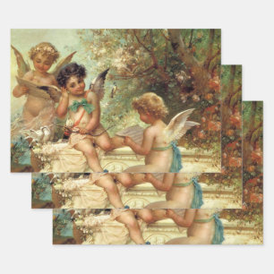 Feuille De Papier Cadeau Anges musiciens par Hans Zatzka, Victorian Fine Ar