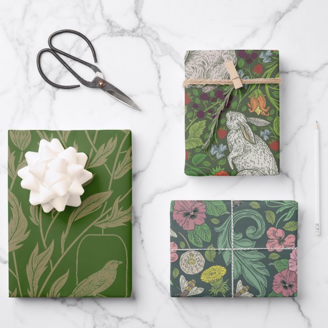 Feuille De Papier Cadeau anglais Garden Medley (Recto)