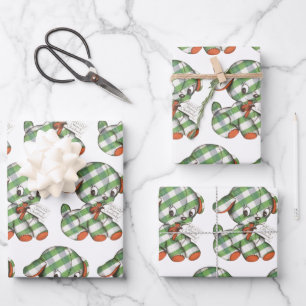 Feuille De Papier Cadeau Animal en peluche chien puppy gingham de Noël vint