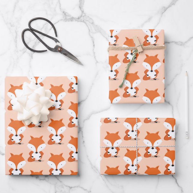 Feuille De Papier Cadeau Animal Motif Fox (Recto)