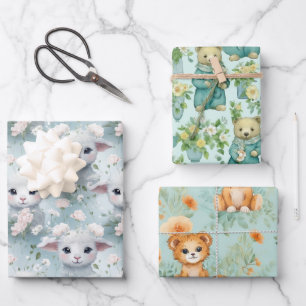 Feuille De Papier Cadeau Animaux Bébés