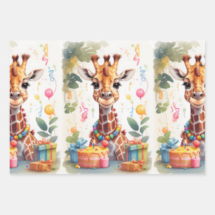 Feuille De Papier Cadeau Animaux de fête : Giraffes  