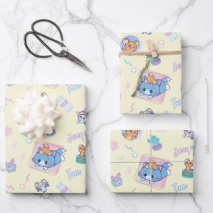Feuille De Papier Cadeau Anime Tom, Jerry et Tuffy Playtime Motif