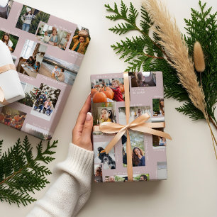 Feuille De Papier Cadeau Année en instants 25 Collage de photos de famille 