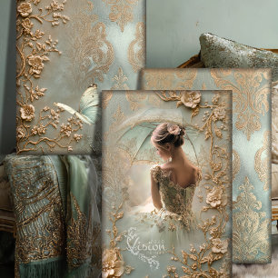 Feuille De Papier Cadeau Année silencieuse Ballerine vintage Baroque Victor