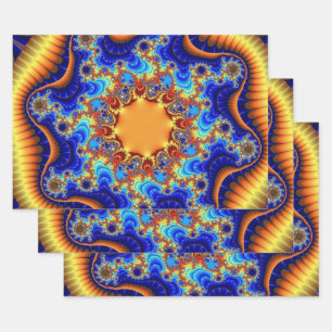 Feuille De Papier Cadeau Anniversaire bleu, orange et jaune