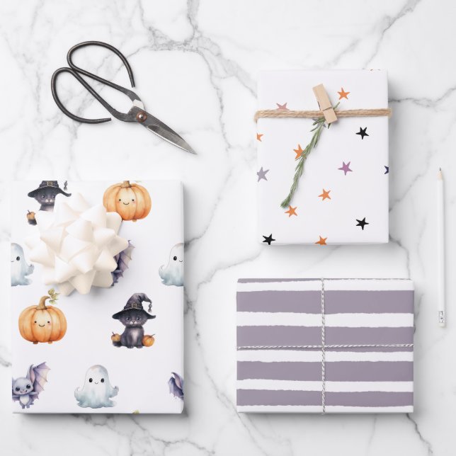 Feuille De Papier Cadeau Anniversaire Cute Spooktacular (Recto)