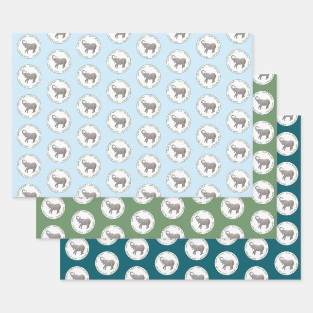 Feuille De Papier Cadeau Anniversaire de bébé éléphant (Lot)