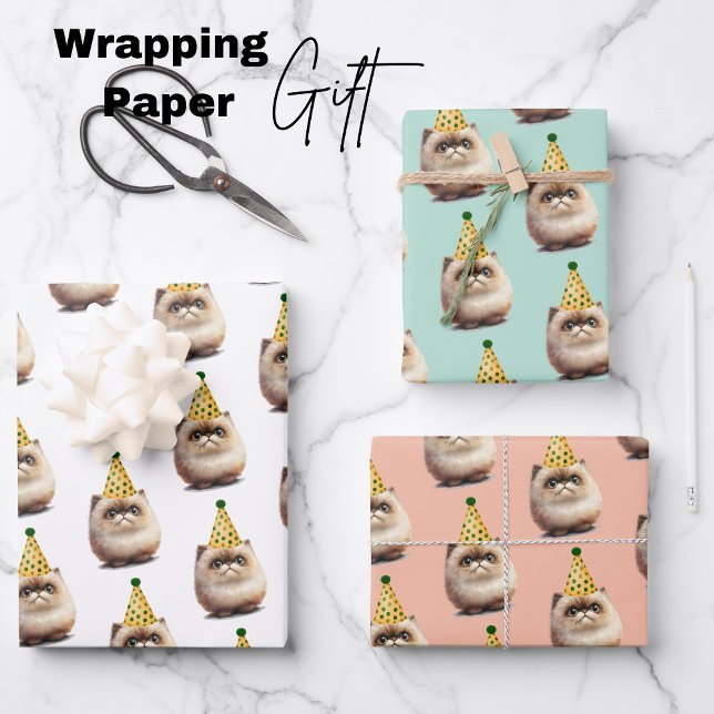 Feuille De Papier Cadeau Anniversaire de Cute Kitten (Cute Kitten Birthday Wrapping Paper Sheets)