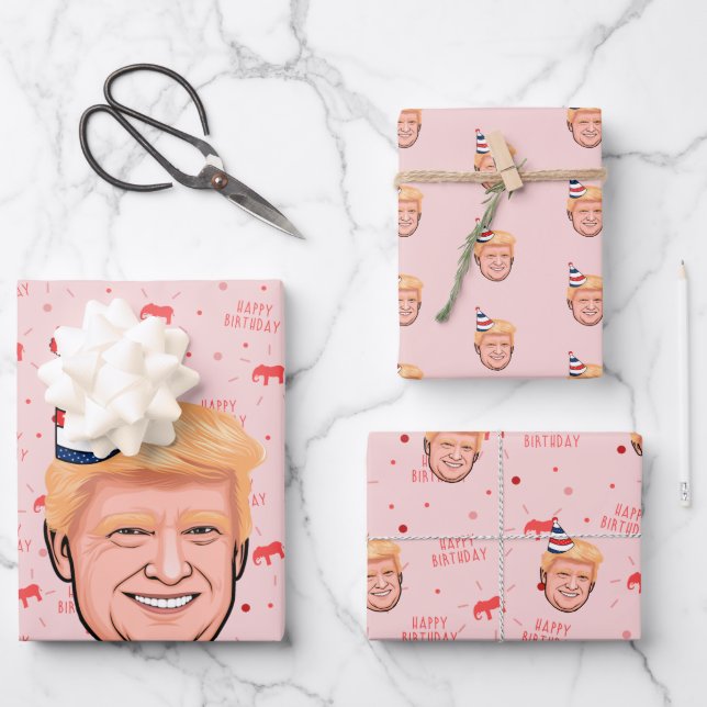 FEUILLE DE PAPIER CADEAU ANNIVERSAIRE DE DONALD TRUMP (Recto)