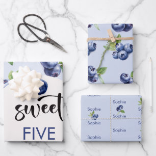 Feuille De Papier Cadeau Anniversaire de enfant de bleuets doux