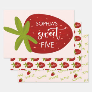 Feuille De Papier Cadeau Anniversaire de enfant de fraise sucrée