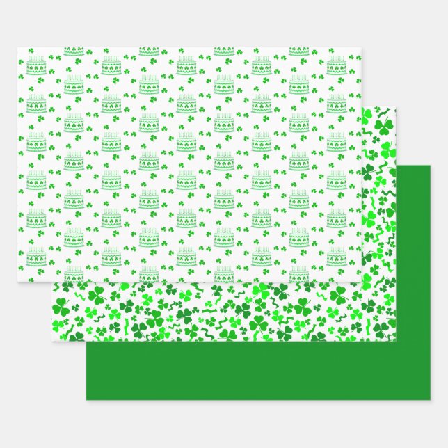 Feuille De Papier Cadeau Anniversaire de la Saint-Patrick  (Lot)