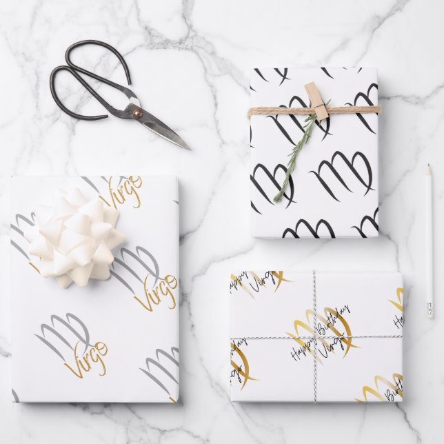 Feuille De Papier Cadeau Anniversaire de Virgo (Recto)