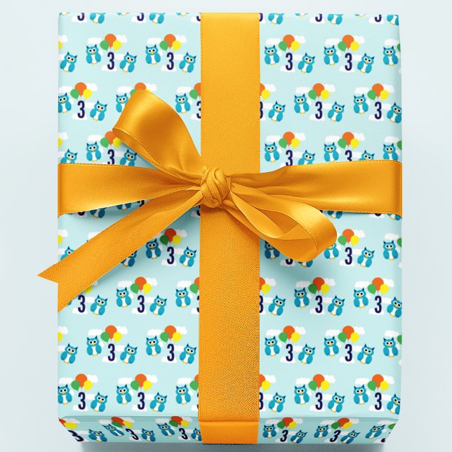 Feuille De Papier Cadeau Anniversaire du hibou (Créateur téléchargé)