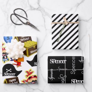 Feuille De Papier Cadeau Anniversaire du pirate personnalisé