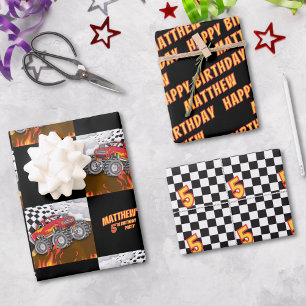 Feuille De Papier Cadeau Anniversaire Fun Monster Truck