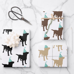 Feuille De Papier Cadeau Anniversaire Labrador Couleurs mixtes Chien en Cas