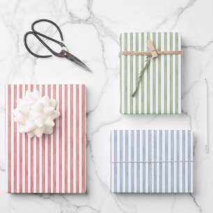 Feuille De Papier Cadeau Anniversaire Rayures Rose Vert Rouge