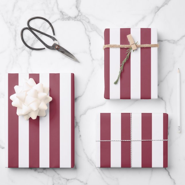 Feuille De Papier Cadeau Anniversaire Rayures Roses (Recto)