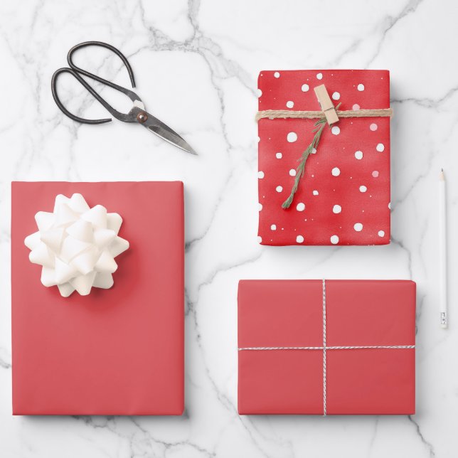 Feuille De Papier Cadeau Anniversaire Rouge Chic (Recto)