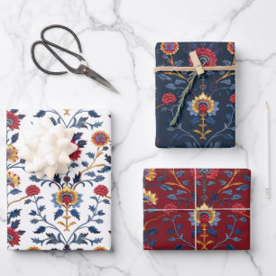 Feuille De Papier Cadeau Antique coloré Indien Floral Motif Motif