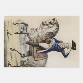Feuille De Papier Cadeau Antique George Washington à cheval | USA 250