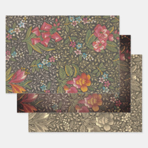 Feuille De Papier Cadeau Antique Toile de Jouy 1800 Branches florales