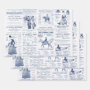 Feuille De Papier Cadeau Antique Vintage Ephemera Lady Équestre annonces