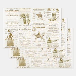 Feuille De Papier Cadeau Antique Vintage Ephemera Lady Équestre annonces