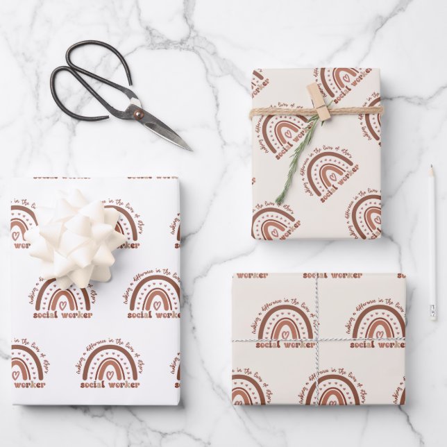 Feuille De Papier Cadeau Appréciation des travailleurs sociaux Cadeaux d'ét (Recto)