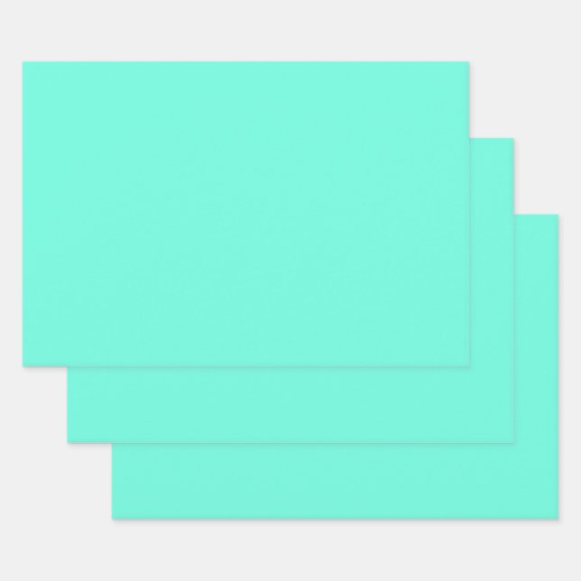 Feuille De Papier Cadeau Aquamarine bleu vert Turquoise couleur solide (Lot)